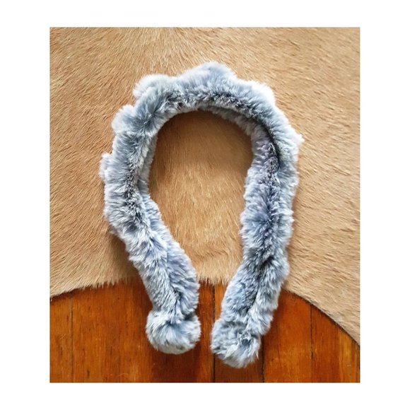 Vintage Rabbit Fur Skinny Scarf, Grey Rabbit Fur Scarf, Vintage Rabbit Fur Scarf - Picture 1 of 4